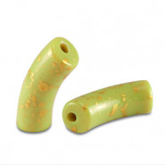 Acryl Perle Tube 34x11mm shiny Lime green-gold